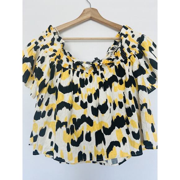 Who What Wear Linen Blend Crop Top Sz XL Off-The-Shoulder Flowy Boho - Picture 7 of 9